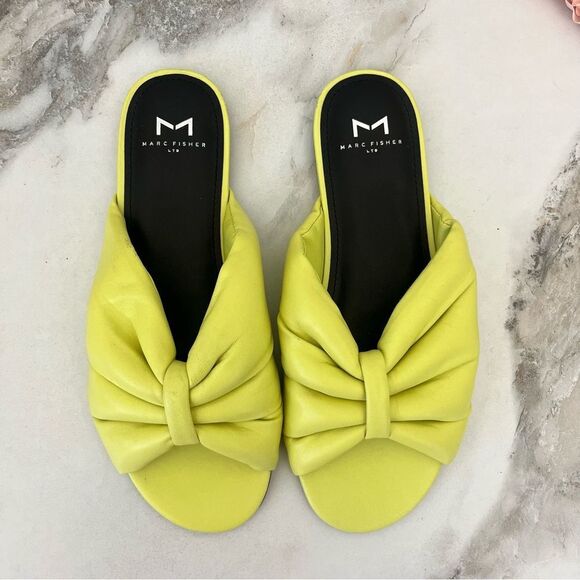 MARC FISHER Olita Slide Sandal In Yellow Leather Size 7.5 NEW - Picture 6 of 17